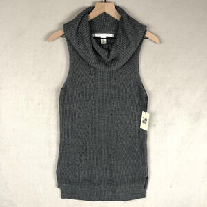 NWT MAX STUDIO 100% Cotton Cowl Neck Sleeveless‎ Sweater Women's M Gray Long NEW